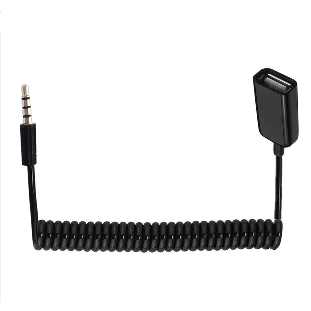 1m 3.5mm Male to USB2.0 Female Audio Adapter Spring Cable Data Transfer Charging OTG Cord 1m 3.5mm Male to USB2.0 Female Audio Adapter Spring Cable Data Transfer Charging OTG Cord